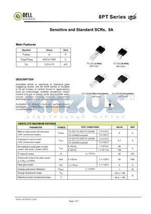 8PT06AI-T datasheet - Sensitive and Standard SCRs, 8A