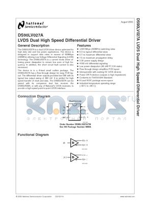 DS90LV027A datasheet - LVDS Dual High Speed Differential Driver