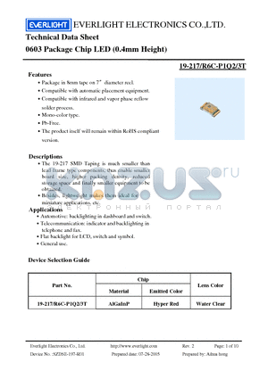 19-217/R6C-P1Q2/3T datasheet - Chip LED (0.4mm Height)