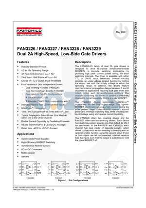FAN3228TMX datasheet - Dual 2A High-Speed, Low-Side Gate Drivers