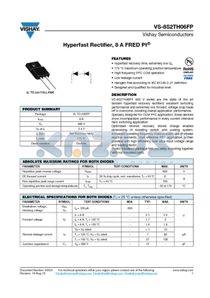8S2TH06FP_10 datasheet - Hyperfast Rectifier, 8 A FRED Pt