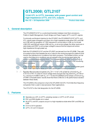 GTL2008 datasheet - 12-bit GTL to LVTTL translator with power good control and high-impedance LVTTL and GTL outputs