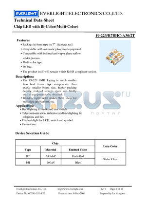 19-223-R7BHC-A30-2T datasheet - Chip LED with Bi-Color(Multi-Color)