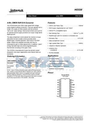 HI3338_04 datasheet - 8-Bit, CMOS R2R D/A Converter