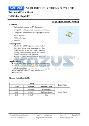 19-237-R6GHBHC-A04-2T datasheet - Full Color Chip LED