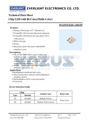 19-223-Y2G6C-A01-2T_11 datasheet - Chip LED with Bi-Color(Multi-Color)