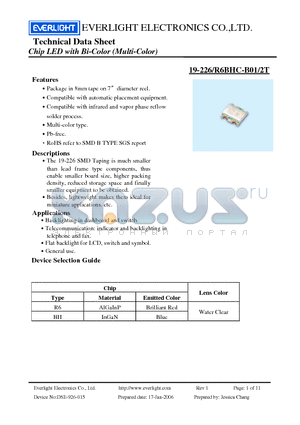 19-226-R6BHC-B01-2T datasheet - Chip LED with Bi-Color (Multi-Color)