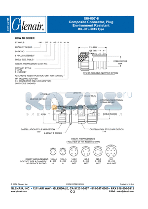 190-007-6-18-5PW datasheet - Composite Connector, Plug Environment Resistant