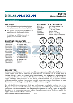 DS9105 datasheet - iButton Number Set