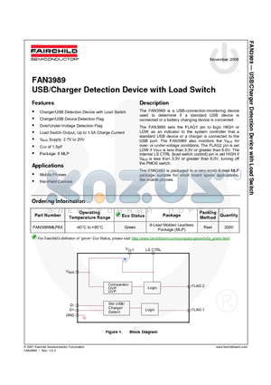 FAN3989 datasheet - USB/Charger Detection Device with Load Switch