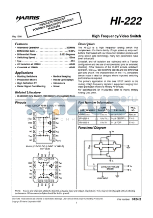 HI4P0222-5 datasheet - High Frequency/Video Switch