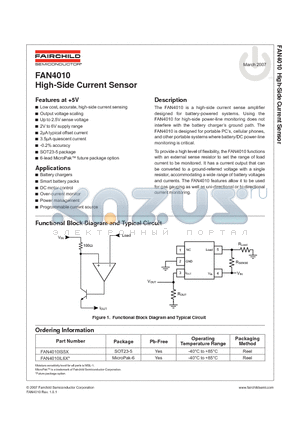 FAN4010IL6X datasheet - High-Side Current Sensor