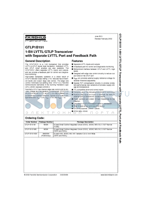 GTLP1B151M datasheet - 1-Bit LVTTL/GTLP Transceiver with Separate LVTTL Port and Feedback Path