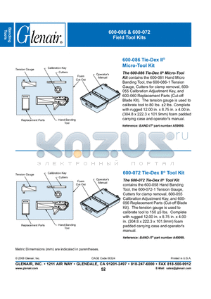 600-086 datasheet - 600-086 & 600-072 Field Tool Kits