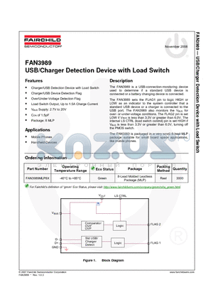FAN3989MLP8X datasheet - USB/Charger Detection Device with Load Switch