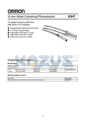 E3HT-1E2 datasheet - 8 mm Metal Cylindrical Photoelectric