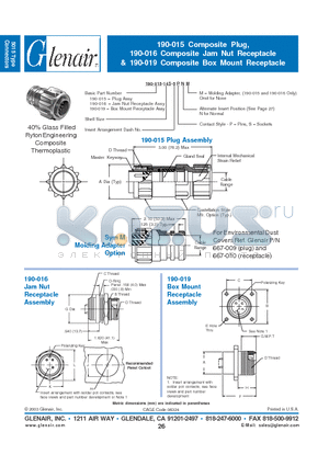 190-01514S-5 datasheet - Composite Jam Nut Receptacle, Composite Box Mount Receptacle