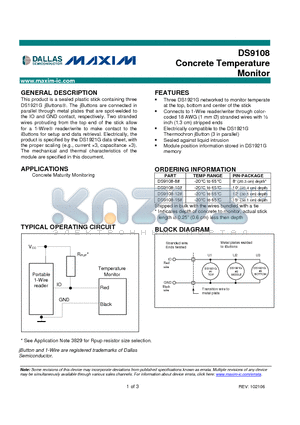 DS9108-12 datasheet - Concrete Temperature Monitor