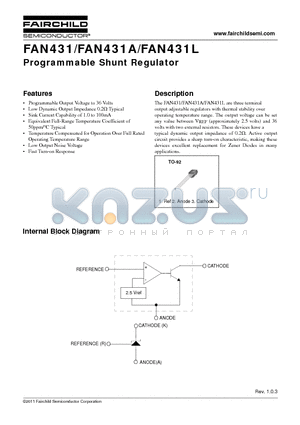 FAN431L datasheet - Programmable Shunt Regulator