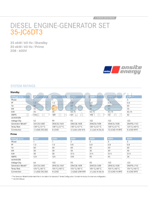 35-JC6DT3 datasheet - DIESEL ENGINE-GENERATOR SET