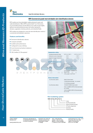 9-1200432-7 datasheet - RPS Commercial grade heat-shrinkable wire identification sleeves