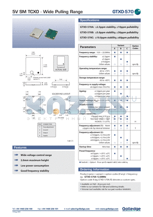 GTXO570 datasheet - 5V SM TCXO Wide Pulling Range