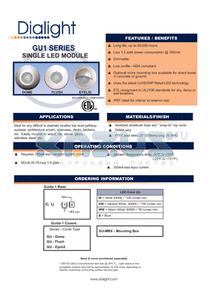 GU-B datasheet - SINGLE LED MODULE