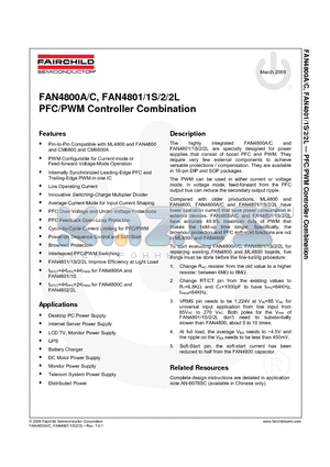 FAN4801MY datasheet - PFC/PWM Controller Combination