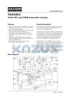 FAN4803CS-2 datasheet - 8-Pin PFC and PWM Controller Combo