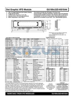 GU180X32D-K610A4 datasheet - Dot Graphic VFD Module
