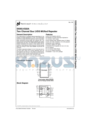 DS92LV222ATM datasheet - Two Channel Bus LVDS MUXed Repeater