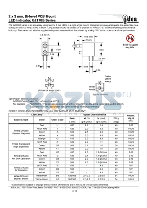G2178B datasheet - 2 x 3 mm, Bi-level PCB Mount LED Indicator