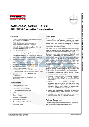 FAN4801SMY datasheet - PFC/PWM Controller Combination