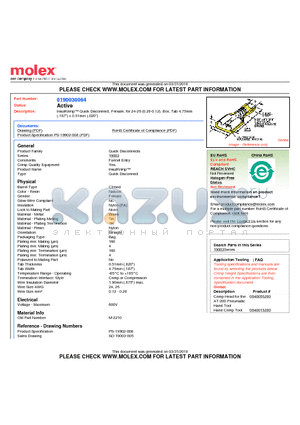 190030064 datasheet - InsulKrimp Quick Disconnect, Female, for 24-26 (0.20-0.12), Box, Tab 4.75mm(.187