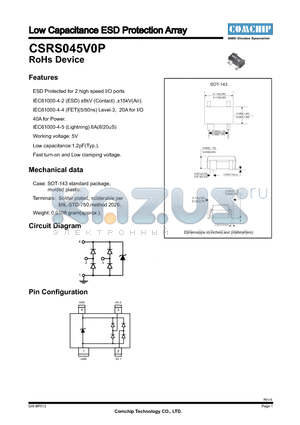 CSRS045V0P datasheet - Low Capacitance ESD Protection Array