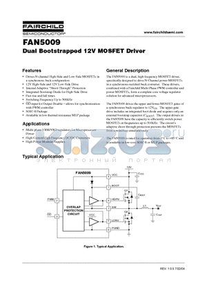 FAN5009MPX datasheet - Dual Bootstrapped 12V MOSFET Driver