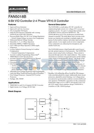 FAN5018B datasheet - 6-Bit VID Controller 2-4 Phase VR10.X Controller