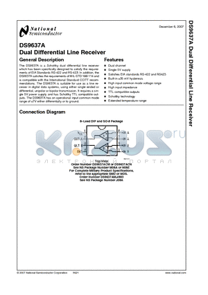 DS9637A datasheet - Dual Differential Line Receiver