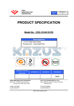 CSS-1014S datasheet - 1.0 Inch Single Digit Display