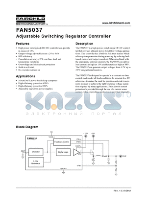 FAN5037 datasheet - Adjustable Switching Regulator Controller