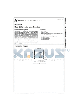 DS9639ACN datasheet - Dual Differential Line Receiver