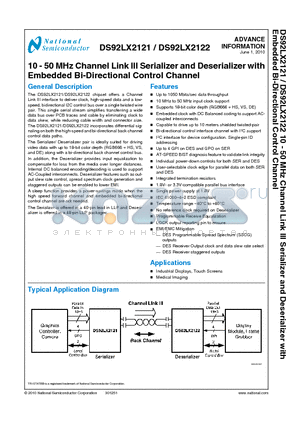 DS92LX2122 datasheet - 10 - 50 MHz Channel Link III Serializer and Deserializer with Embedded Bi-Directional Control Channel