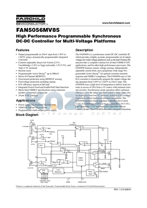 FAN5056MV85 datasheet - High Performance Programmable Synchronous DC-DC Controller for Multi-Voltage Platforms