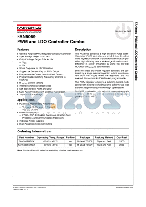 FAN5069EMTCX datasheet - PWM and LDO Controller Combo