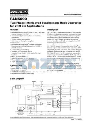 FAN5090 datasheet - Two Phase Interleaved Synchronous Buck Converter for VRM 9.x Applications