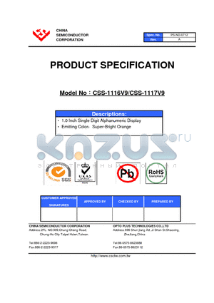 CSS-1117V9 datasheet - 1.0 Inch Single Digit Alphanumeric Display