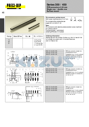 350-90-116-00-106 datasheet - PCB connectors 2.54 mm Single row / double row Surface mount