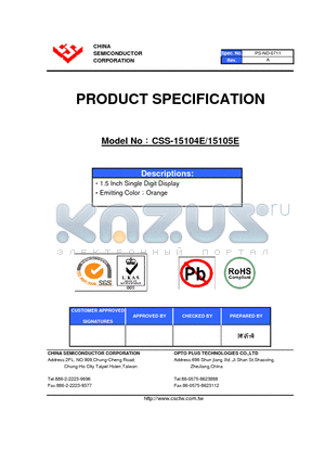 CSS-15104E datasheet - 1.5 Inch Single Digit Display