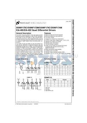 DS96F172ME/883 datasheet - Quad Differential Drivers