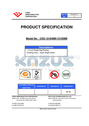 CSS-15105M9 datasheet - 1.5 Inch Single Digit Display